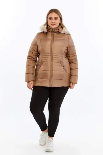Plus Size Quilted Padded Coat Lined Mink - 5