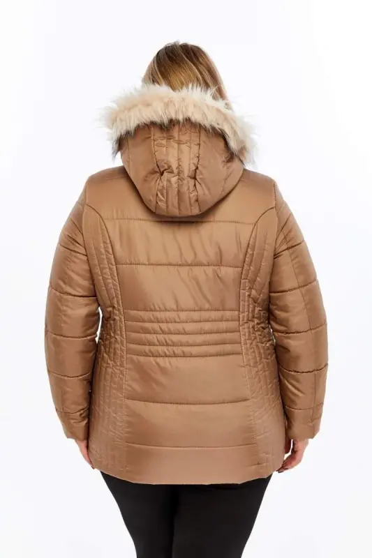 Plus Size Quilted Padded Coat Lined Mink - 6