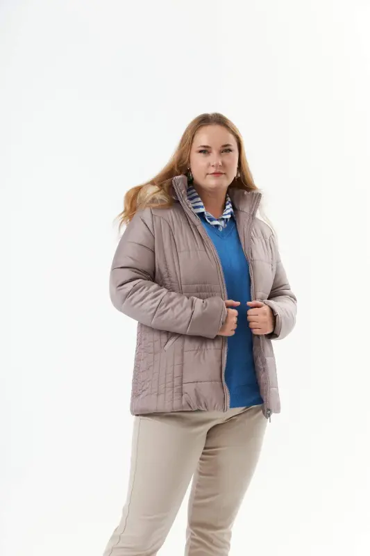 Plus Size Quilted Puffer Jacket Lined A.Mink - 2