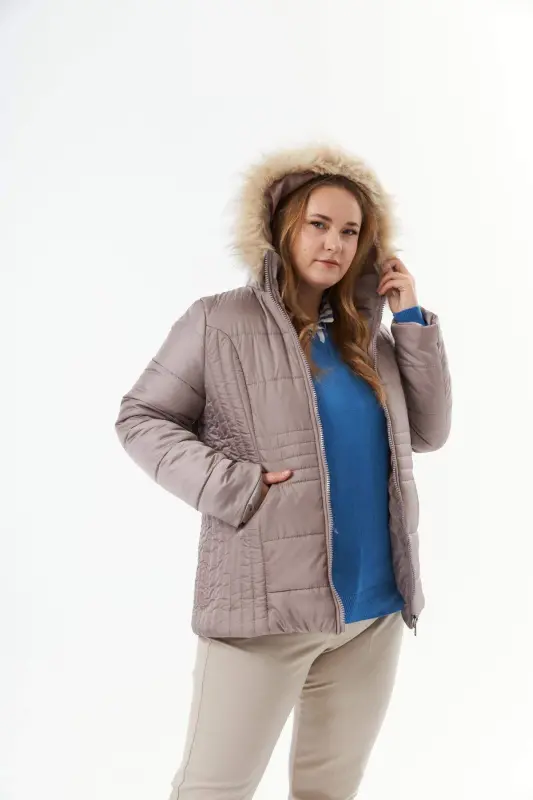 Plus Size Quilted Puffer Jacket Lined A.Mink - 3