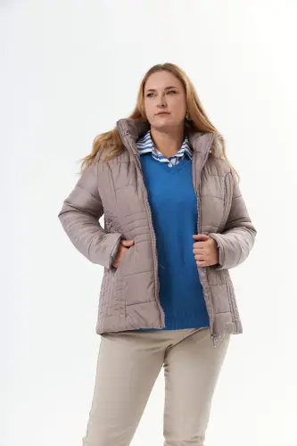 Plus Size Quilted Puffer Jacket Lined A.Mink - 4
