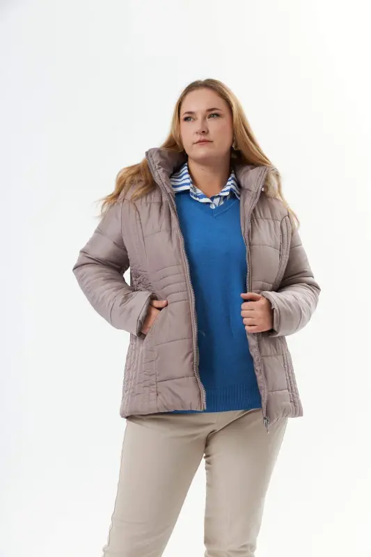 Plus Size Quilted Puffer Jacket Lined A.Mink - 4