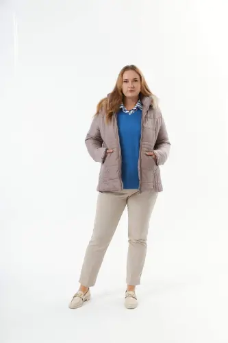 Plus Size Quilted Puffer Jacket Lined A.Mink - 5