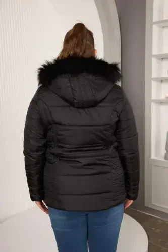 Plus Size Quilted Puffer Jacket Lined Black - 6