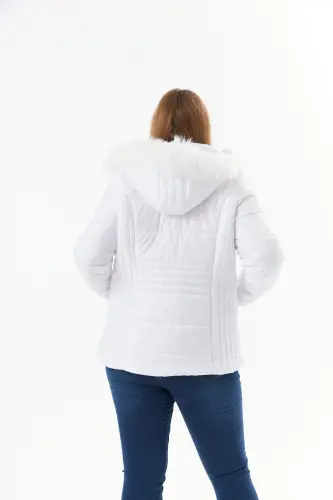 Plus Size Quilted Puffer Jacket Lined White - 7