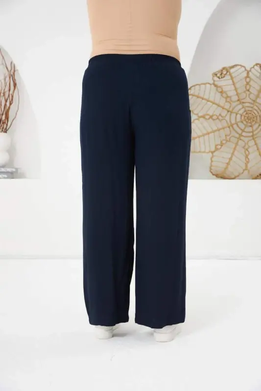 Plus Size Relax Fit Viscose Pants Navy Blue - 4
