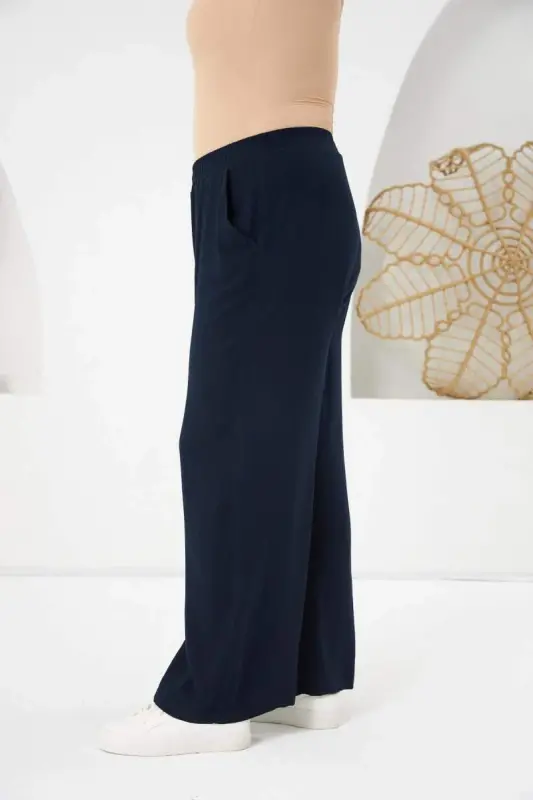 Plus Size Relax Fit Viscose Pants Navy Blue - 2