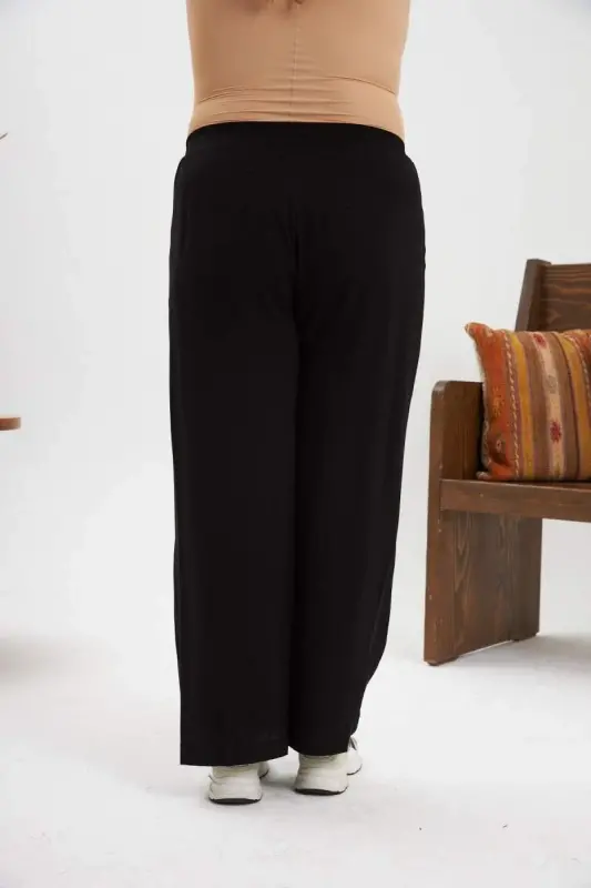 Plus Size Relaxed Fit Viscose Black Pants - 4