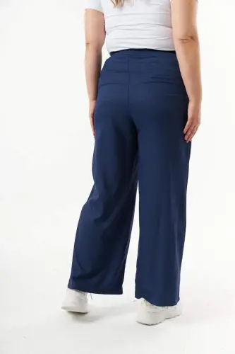 Plus Size Roll-Up Sleeve Suit Shirt Pants Indigo - 4