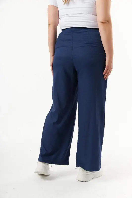 Plus Size Roll-Up Sleeve Suit Shirt Pants Indigo - 4