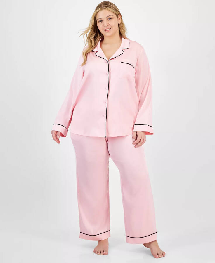 Plus Size Satin Pajama Set, Created for Modazone Apple Blossom - 1