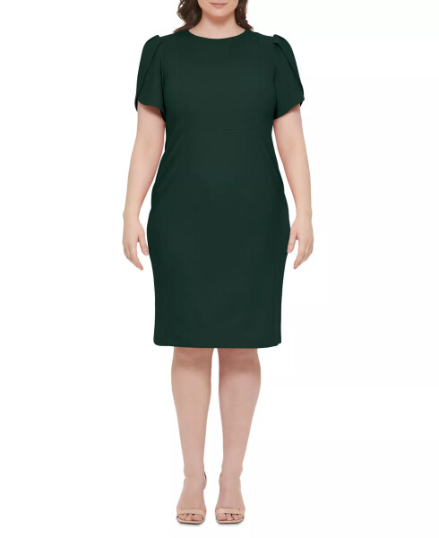 Plus Size Scuba Crepe Tulip-Sleeve Sheath Dress Malachite - 1