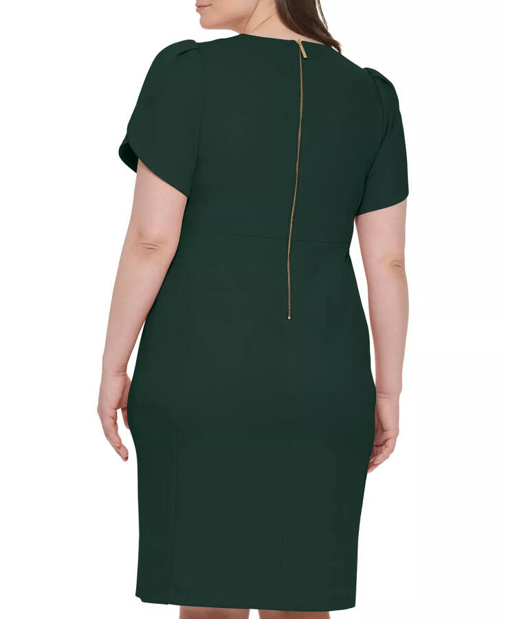 Plus Size Scuba Crepe Tulip-Sleeve Sheath Dress Malachite - 2