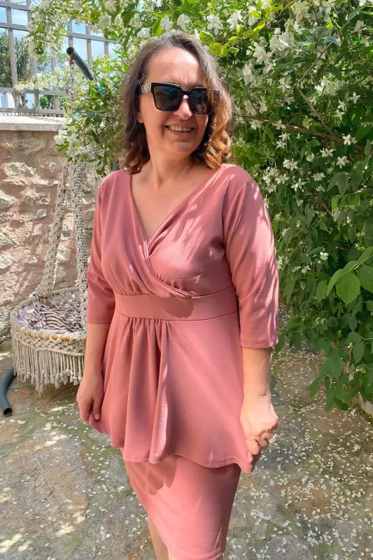 Plus Size Scuba Dressy Skirt Blouse 2 Piece Set SCB20684 - BÜYÜKBEDENIZ