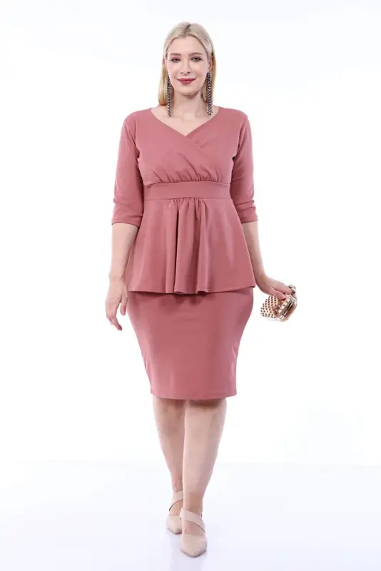 Plus Size Scuba Dressy Skirt Blouse 2 Piece Set SCB20684 - 2