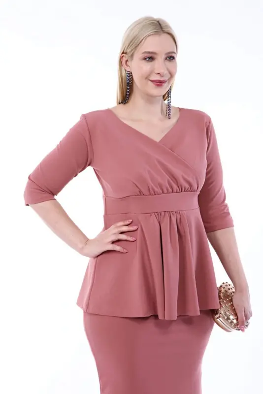 Plus Size Scuba Dressy Skirt Blouse 2 Piece Set SCB20684 - 3