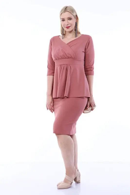 Plus Size Scuba Dressy Skirt Blouse 2 Piece Set SCB20684 - 8