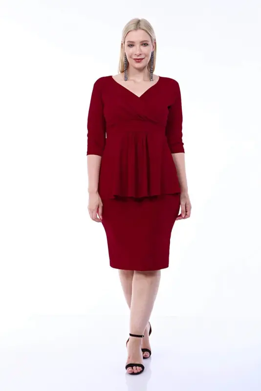 Plus Size Scuba Formal Dress and Skirt 2-Piece Set SCB20684 - 2