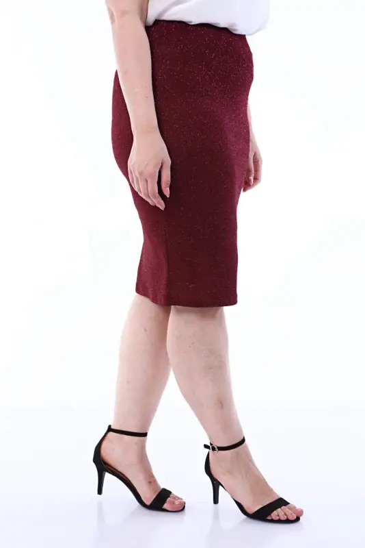 Plus Size Self-Glitter Waistband Evening Skirt 91-06 - BÜYÜKBEDENIZ