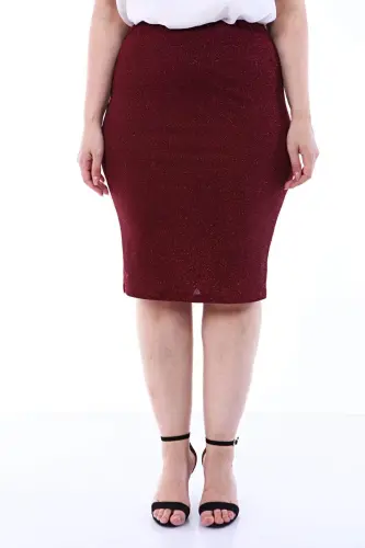 Plus Size Self-Glitter Waistband Evening Skirt 91-06 - 2