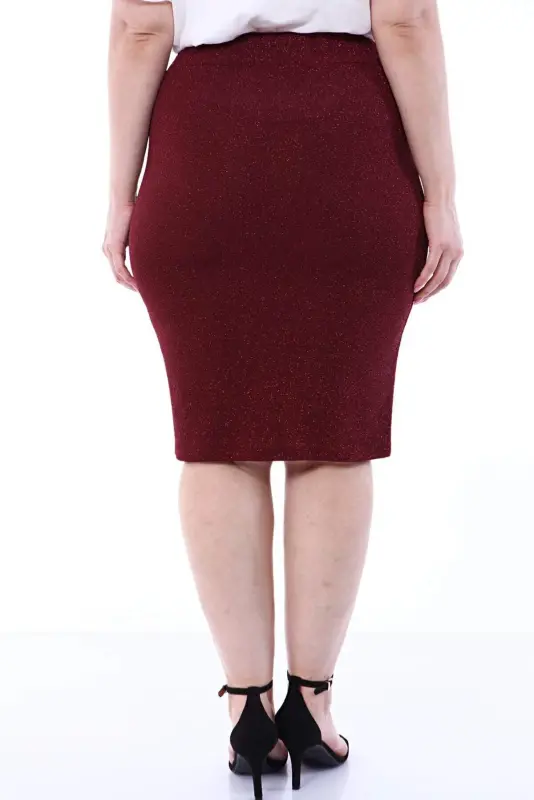 Plus Size Self-Glitter Waistband Evening Skirt 91-06 - 4