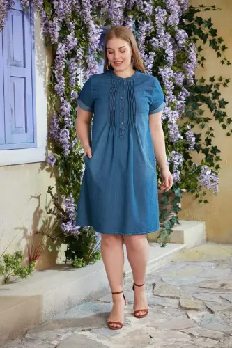 Plus Size Sensual Dress Blue - BÜYÜKBEDENIZ (1)