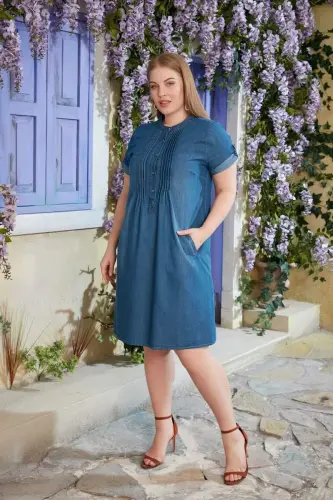 Plus Size Sensual Dress Blue - 3