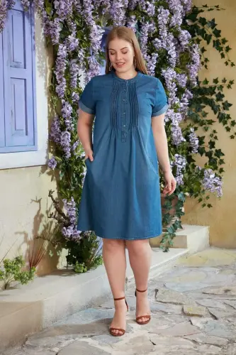 Plus Size Sensual Dress Blue - BÜYÜKBEDENIZ (1)