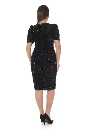 Plus Size Sequin Blazer Dress GLS6301 - Black - 4