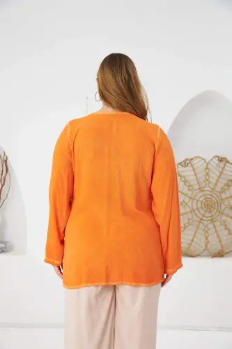 Plus Size Sequin Detail Blouse Orange - 5