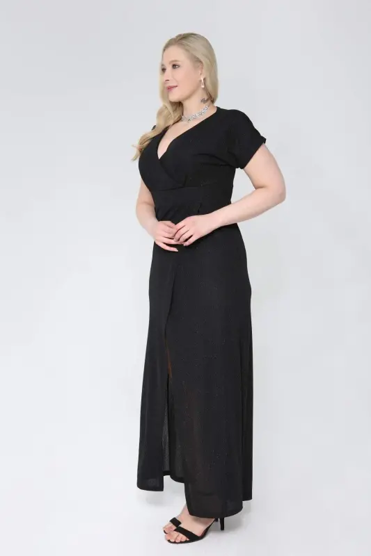 Plus Size Sequin Formal Dress Front Slit Long Evening Gown 91-8888 - 4