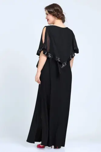 Plus Size Sequin Long Evening Dress KL8022U Black - 4