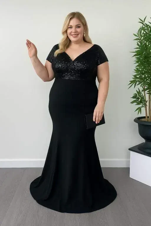 Plus Size Sequin Mermaid Evening Dress KL8036 - BÜYÜKBEDENIZ