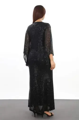 Plus Size Sequined Sparkle Maxi Dress KL3100 Black - 5