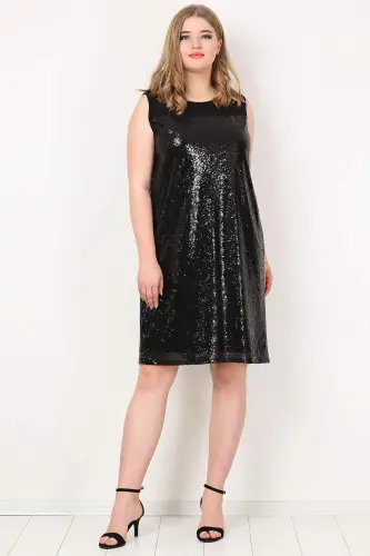 Plus Size Sequinned Loose Fit Evening Dress KL17090 - 4