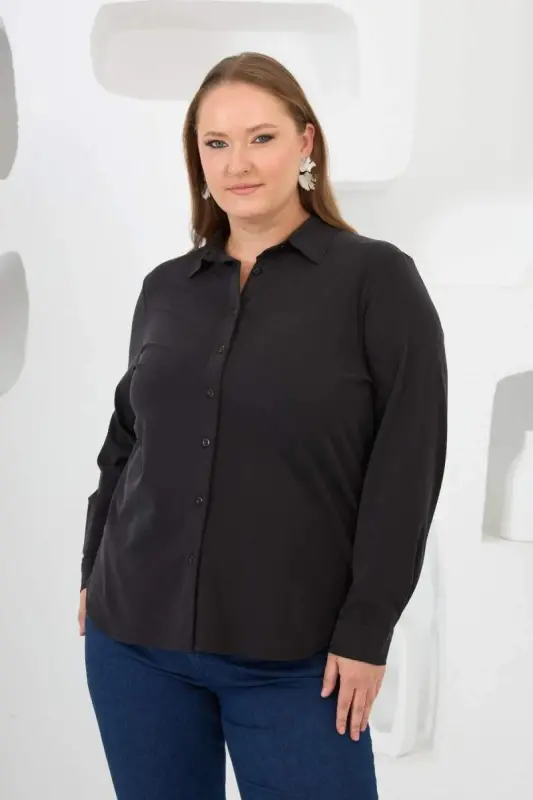 Plus Size Shirt Black - BÜYÜKBEDENIZ