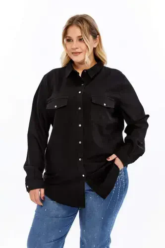 Plus Size Shirt Black - BÜYÜKBEDENIZ (1)