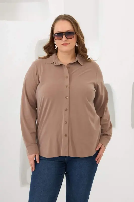 Plus Size Shirt Mink - BÜYÜKBEDENIZ