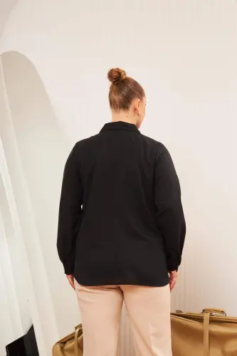 Plus Size Shirt With Rose Accessory Black - 7