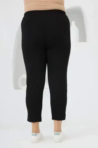 Plus Size Shirty Stone Detailed Tracksuit Bottoms Black - 4