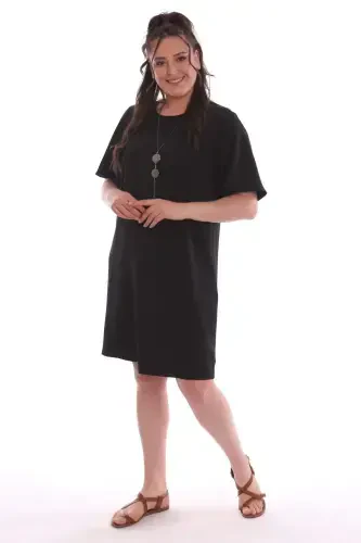 Plus Size Short Sleeve Black Dress - 1