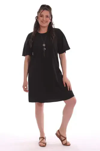 Plus Size Short Sleeve Black Dress - 3
