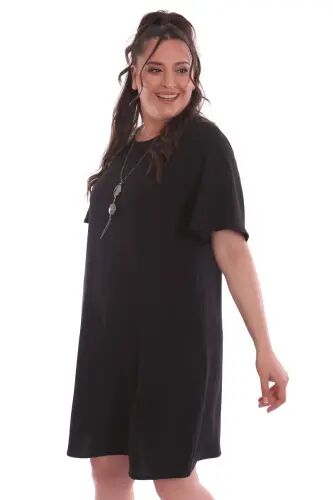 Plus Size Short Sleeve Black Dress - 2