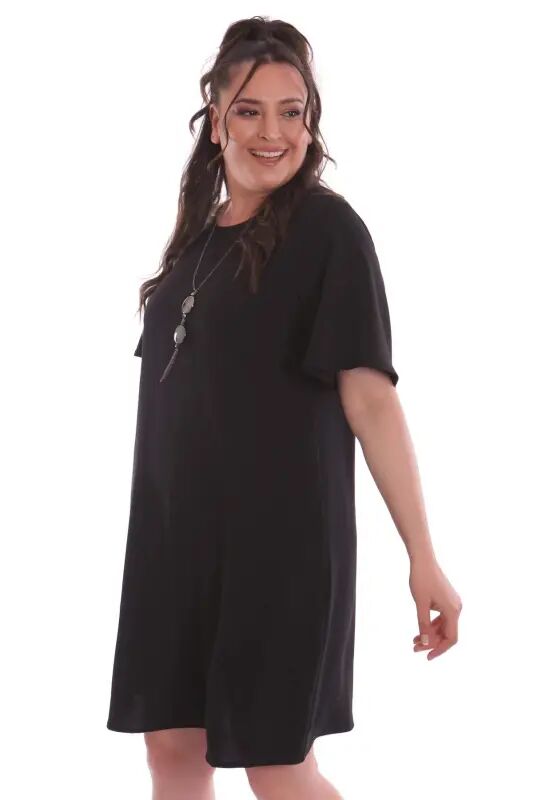 Plus Size Short Sleeve Black Dress - 2