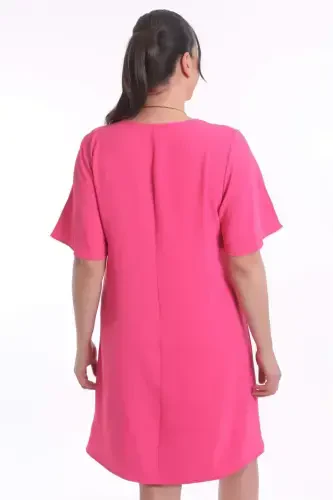 Plus Size Short Sleeve Fuchsia Dress - 6