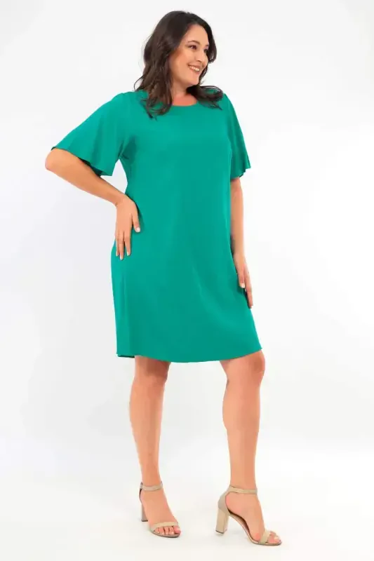 Plus Size Short Sleeve Green Dress - 2