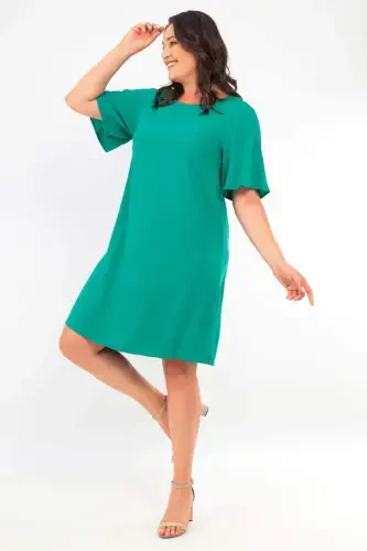 Plus Size Short Sleeve Green Dress - 3
