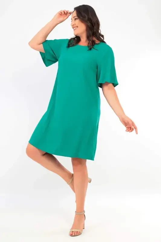 Plus Size Short Sleeve Green Dress - 3
