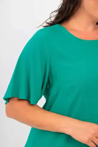 Plus Size Short Sleeve Green Dress - 4