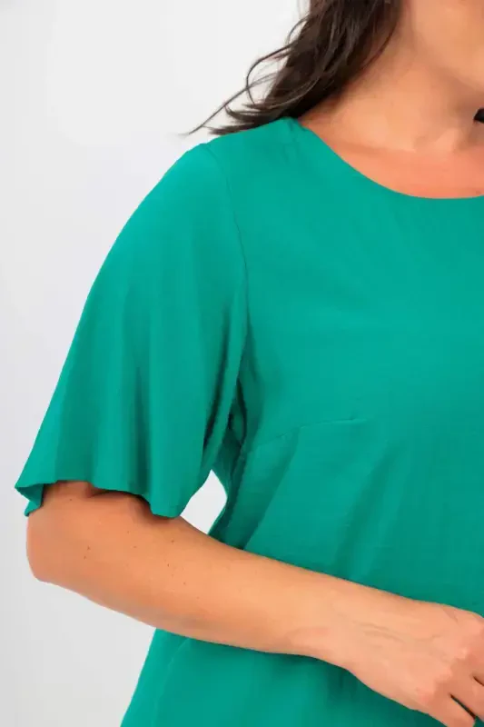 Plus Size Short Sleeve Green Dress - 4